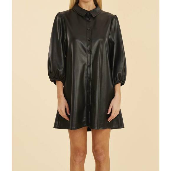 Dolce Cabo - Everywhere Leather Dress with Puff Sleeves